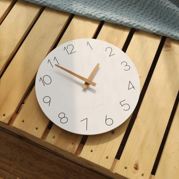 mooas Flatwood Wall Clock,12" Wood Wall Clock Non-Ticking Sweep Movement Decorative Wall Clock Battery Operated Wall Clock for Home Living Room Kitchen Bedroom Office School (Wood) - Image 8