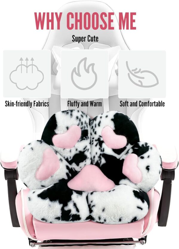 MOONBEEKI Cat Paw Cushion Chair Comfy Kawaii Chair Plush Seat Cushions Shape Lazy Pillow for Gamer Chair 28"x 24" Cozy Floor Cute Seat Kawaii for Girl Gift, Dining Room Bedroom Decorate (Milk Cow) - Image 4