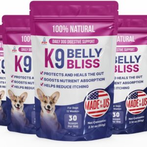 K9 Belly Bliss - Daily Prebiotic for Dogs - Vet-Approved Digestive Support, 6 Pack with 30 Scoops Each