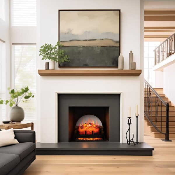 PuraFlame 24" Free Standing Electric Fireplace Log Set Insert, 750W/1500W Heater, 6 Flame Colors with 5 Brightness, Crackling Sound, Remote Control - Image 7