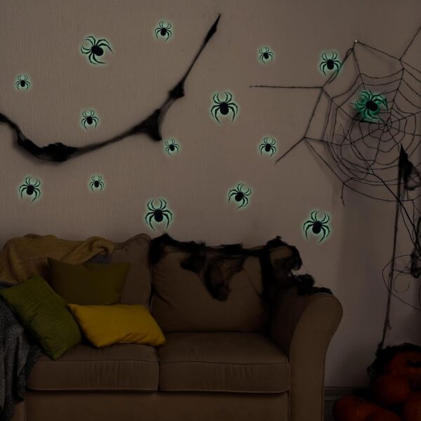 Dazzle Bright 36 Pcs LED Halloween 3D Spider Decorations Wall Stickers, 4 Different Size Removable PVC Wall Sticker for Indoor Home Window Decor Party Supplies - Image 7