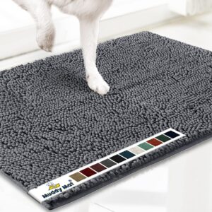 Muddy Mat Shown ON TV Highly Absorbent Microfiber Door Mat and Pet Rug Non Slip Thick Washable Area and Bath Mat Soft Chenille for Kitchen Bathroom Bedroom Indoor and Outdoor - Grey Medium 30"X19"