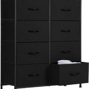 Sweetcrispy Dresser, Dresser for Bedroom Drawer Organizer Storage Drawers, Fabric Storage Tower with 8 Drawers, Chest of Drawers with Steel Frame, Wood Top for Nursery, Living Room, Closet