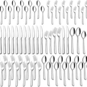 60 Piece Silverware Set For 12, Stainless Steel Flatware/Tableware Set Include Spoons/Forks/Knives, Yoehka Mirror Polished Cutlery Set For Home Kitchen Restaurant Hotel, Durable,Dishwasher Safe