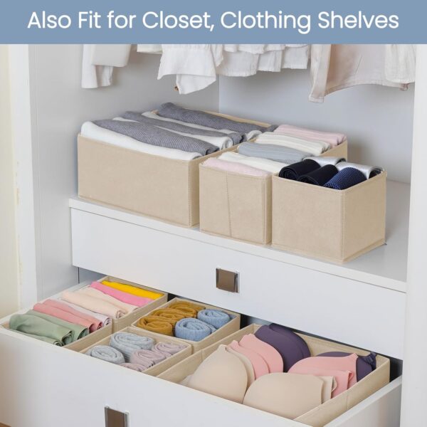 Criusia Drawer Organizer Clothes,16 Pack Underwear Drawer Organizers, Foldable Closet Organizers and Storage Dresser Drawer Dividers Clothing Organizer for Clothes, Socks, Scarves, Bra, Ties (Beige) - Image 7