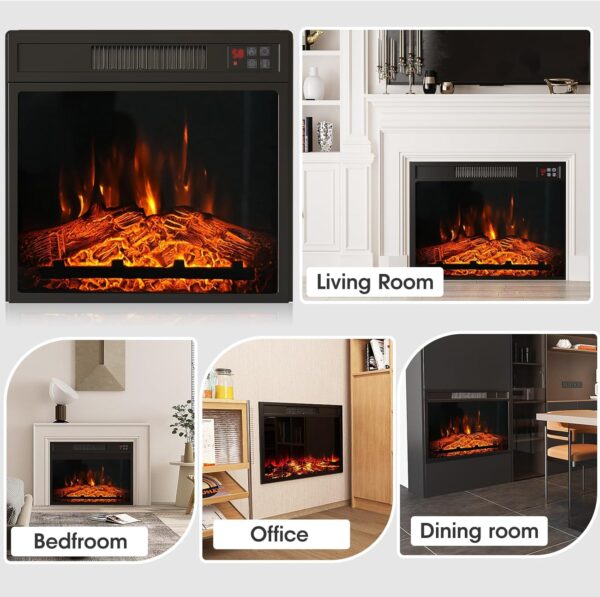 18" Electric Fireplace Insert, Electric Fireplace Heater for TV Stand Indoor Electric Stove with Remote Control, Adjustable Log Flame, 1400W(US in Stock) - Image 7
