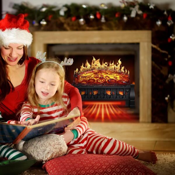 R.W.FLAME Electric Fireplace Log Set Heater 21IN, Remote Control, Flame Brightness Adjustable,Realistic Ember Bed, Overheating Protection for Home and Office Decor, 750W/1500W - Image 7