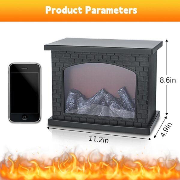 Fireplace Lanterns Decorative,Small Fake Fireplace,Flame Effect LED Fire Lamp,Battery Operated USB Charge Portable Fireplace,Indoor Outdoor Christmas Decoration (No Heater Function Black) - Image 2