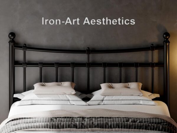 Feonase Queen Size Metal Bed Frame with Modern Iron-Art Headboard & Footboard, Platform Bed Frame with 12" Storage Space, Hardened Steel Slats, No Box Spring Needed, Black - Image 4