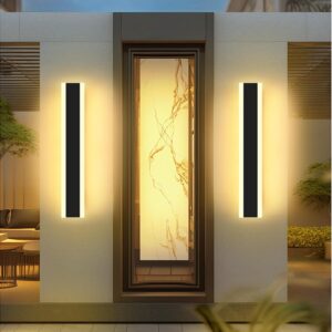 2pack Outdoor Wall Light Fixtures, Modern Outdoor Lights Exterior for House Ip65 Waterproof Rust Outdoor Light Fixtures Hardwire Wall Mount Exterior Lighting (Warm White, 15.8inch)