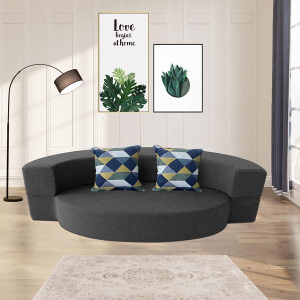 Modern Folding Sofa Bed Couch Memory Foam with 2 Pillows Sleeper Sofa futon Couch for Bedroom Living Room Guests, Washable Set, Stylish Oval 76''L × 41.5''D × 10''H,Dark Gray - Image 2