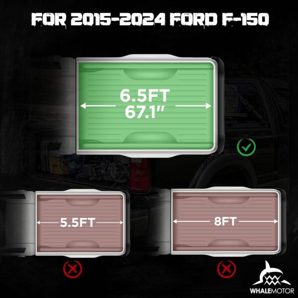 Truck Bed Tonneau Cover Compatible with Ford F150 F-150 2015 2016 2017 2018 2019 2020 2021 2022 2023 2024 6.5 ft Standard Box, Soft Folding(Quad Fold) Style - Image 2