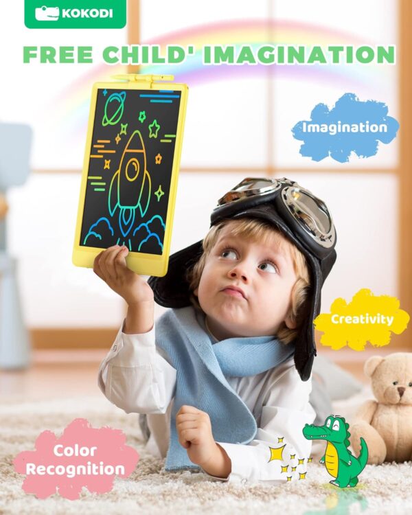 KOKODI LCD Writing Tablet, 10 Inch Colorful Toddler Doodle Board Drawing Tablet, Erasable Reusable Electronic Drawing Pads, Educational and Learning Toy for 3-6 Years Old Boy and Girls - Image 4