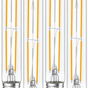 Tubular Light Bulb 7.3 Inch Dimmable T10 LED Bulb E26 6W 60 Watts Edison Bulbs 2700K Solf White,185mm Long for Wall Sconces, Pendant, Livingroom, 4-Pack
