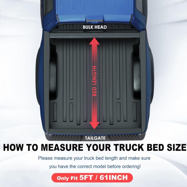 Tri 3-Fold 5 FT Soft Folding Truck Bed Tonneau Cover Compatible with 2019 2020 2021 2022 2023 2024 Ford Ranger 5FT On Top-61 inch - Image 2