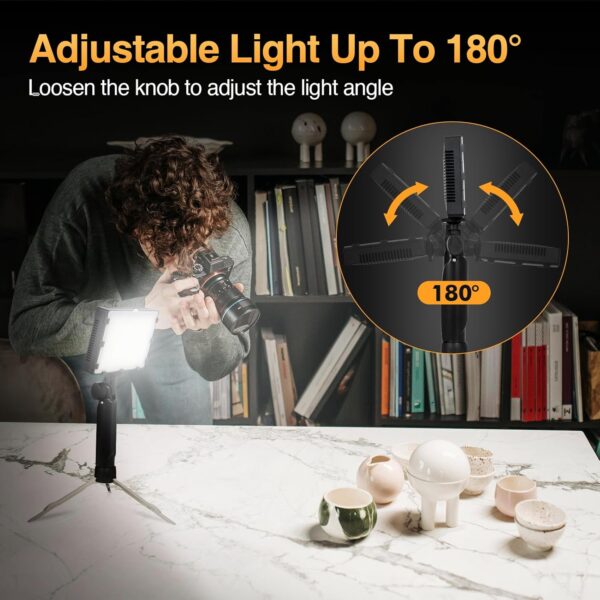 EMART Dimmable Photography Lighting Kit 11 Brightness, Continuous Portable 48 LED Video Light, Tabletop/Low-Angle Shooting, for Game Streams, Conference Zoom, YouTube with 4 Color Filters - 2 Packs - Image 6