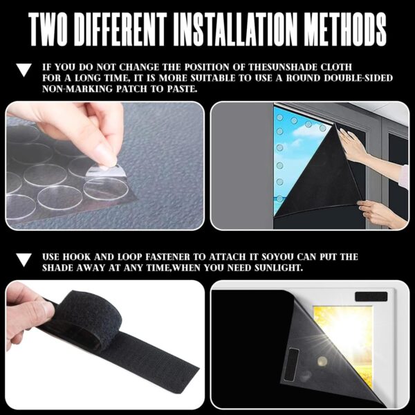 100% Blackout Curtains and Portable Blinds Effectively Block Out Room Light and are Easy to Install, Making Them Ideal as Travel Blackout Shades for Bedroom Windows(Black,55" W x 40" L) 1 Pc - Image 4