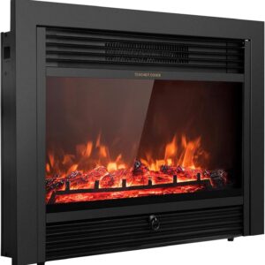 Giantex 28.5" Electric Fireplace Insert, Wall Recessed/Mounted, Freestanding Fireplace with Remote Control, 3 Color Adjustable Flames, 2 Modes Heat, 8 H Timer, 5 Brightness Settings, 750/1500W Heater