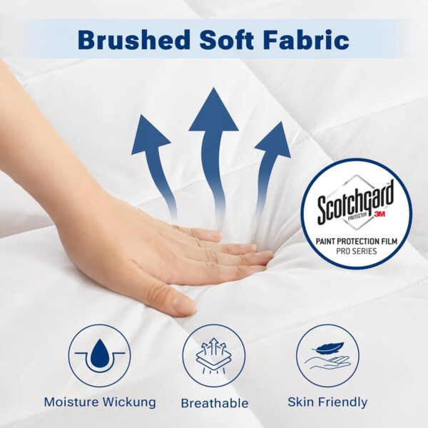 Sleep Philosophy Waterproof Sofa Bed Mattress Protector, Holden Sofa Bed Queen Mattress Pad, 3M Scotchgard, Microfiber Mattress Topper Fitted Elastic Pocket Fits Up to 8 Inch, Queen 60x72, White - Image 4