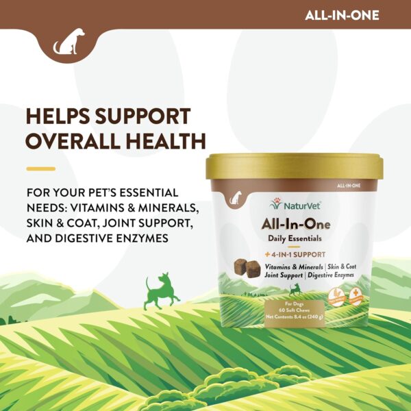 NaturVet All-in-One Dog Supplement - for Joint Support, Digestion, Skin, Coat Care – Dog Multivitamins with Minerals, Omega-3, 6, 9 – Wheat-Free Vitamins for Dogs – 60 Soft Chews - Image 3