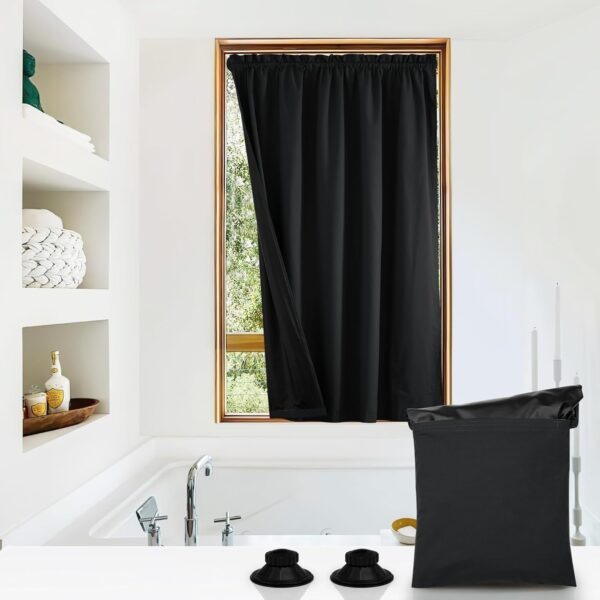 NICETOWN 100% Black Out Curtains 78 inch Long for Doorway, Travel Blinds Thermal Insulated Portable Blackout Window Treatments with Suction Cups for Bedroom/Living Room, 1 Panel, W52 x L78 - Image 2