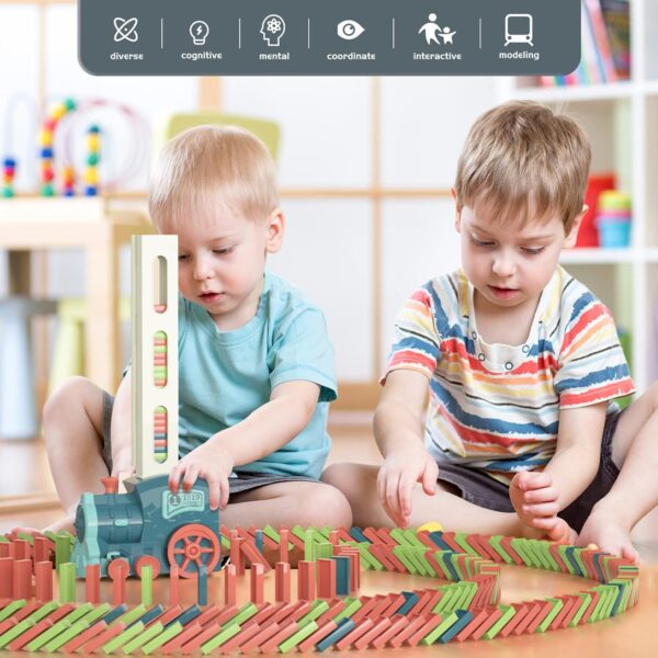 Kids Games Domino Train Toys: 180PCS Automatic Stacking Creative Game 3+ Year Old - Stem Montessori Toy for Boys 4-6 - Summer Autistic Christmas Birthday Gifts 5 6 Toddler Girls Ages 4-8 - Image 3