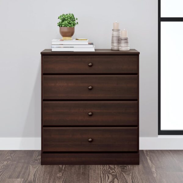 Prepac Astrid Simplistic 4-Drawer Dresser for Bedroom, Functional Bedroom Dresser Chest of Drawers 16" D x 30" W x 36.25" H, Espresso, EDBR-0401-1 - Image 2