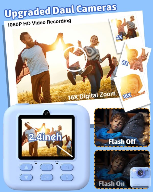 Mgaolo Kids Camera Instant Print Photo,Children Digital Camera Toys Gift with HD Video for Girls Boys 3-12 Age,Chritmas Birthday Festival Present for 3 4 5 6 7 8 9 Year Old Child (Blue) - Image 3