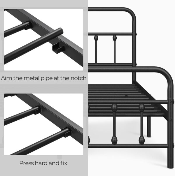 Yaheetech Classic Metal Platform Bed Frame Mattress Foundation with Victorian Style Iron-Art Headboard/Footboard/Under Bed Storage/No Box Spring Needed/Queen Size Black - Image 7