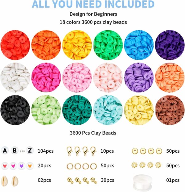Dowsabel Clay Beads Bracelet Making Kit for Girls Toys, 4000Pcs Preppy Clay Beads for Bracelet Jewelry Making, Friendship Bracelets DIY Arts and Crafts Teen Girl Gifts Toys for Ages 6-13 - Image 3