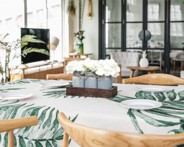 Mkono Mason Jar Centerpiece Decorative Wood Tray with 3 Painted Jars Artificial Flowers Rustic Country Farmhouse Fall Decor for Coffee Table Dining Room Living Room Kitchen - Image 2