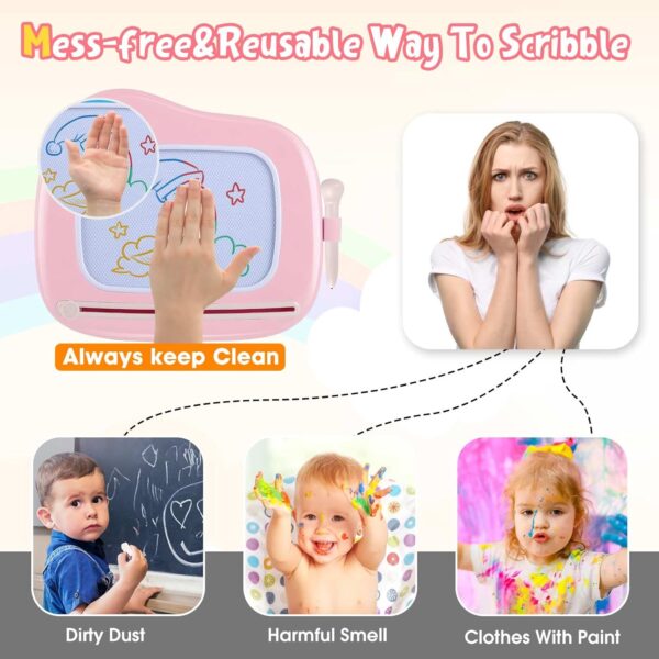 Smasiagon Magnetic Drawing Board for Kids - Toddler Toys for Age 1-2 Boys Girls - Educational Learning Toys for 1 2 3 Year Old Baby Birthday Gifts（Pink) - Image 3