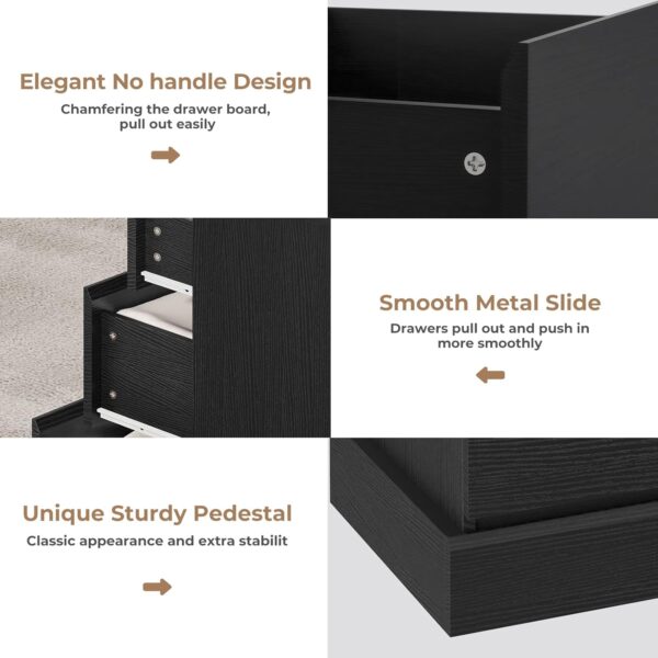 EPHEX 6 Drawer Dresser, Black Chest of Drawers, Storage Tower Clothes Organizer Closet, Double Dresser for Bedroom, Living Room, Entryway, 51.6''L x 15.7''D x 29.3''H - Image 3