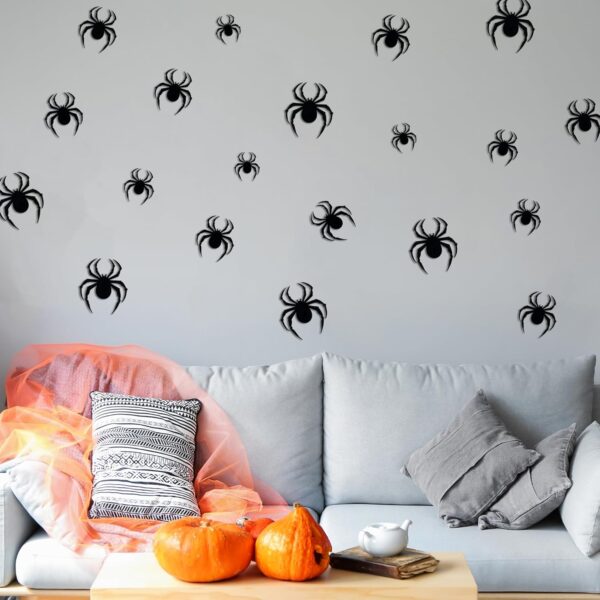 Dazzle Bright 36 Pcs LED Halloween 3D Spider Decorations Wall Stickers, 4 Different Size Removable PVC Wall Sticker for Indoor Home Window Decor Party Supplies - Image 6