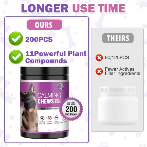 Hemp Calming Chews for Dogs 200pc Dog Calming Treat and Bites with Hemp Oil - Anxiety and Stress Relief Treats for Dogs Puppy Melatonin Sleep Aid Calm Dog with Noise,Thunder,Barking,Separation,Chewing - Image 5