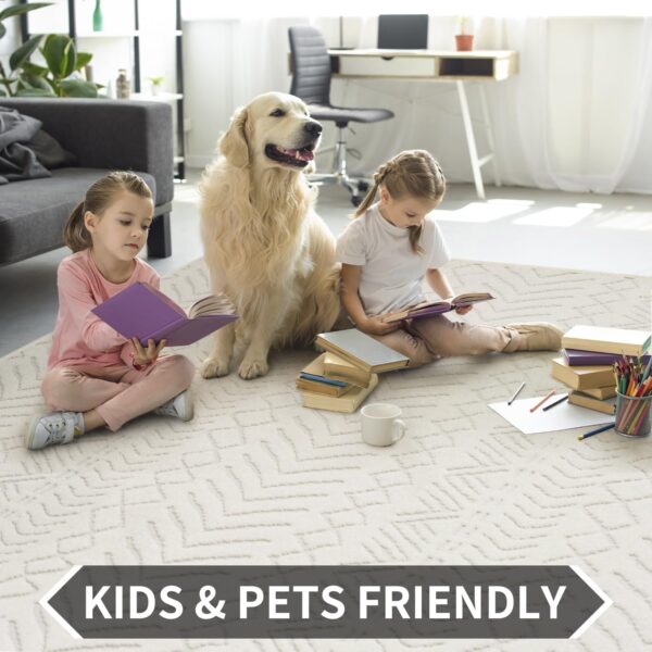 AMOAMI-Washable Area Rugs 6x9-Boho Beige Rugs for Living Room Machine Washable-3D Rugs for Bedroom-Non Slip Floor Rug-Moroccan Washable Rugs for Bedroom Dining Room - Image 4
