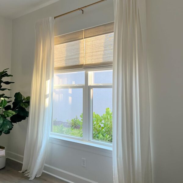 Cordless Roman Shades for Indoor Windows, Natural Woven Bamboo Shades, Custom 100% Ramie Roman Shades, Light Filtering Blinds for Windows, Beige - Image 2