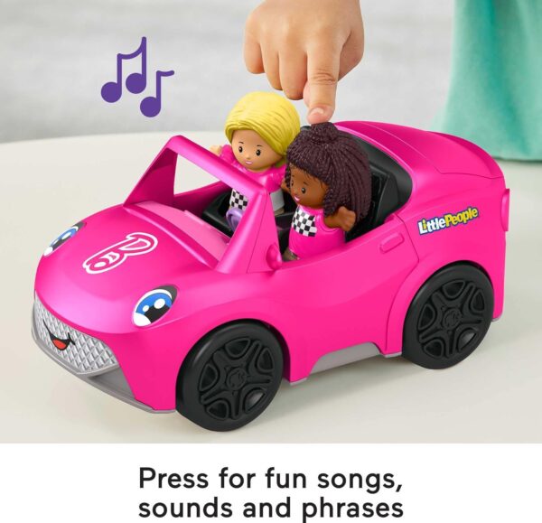 Fisher-Price Little People Barbie Toddler Toy Car Convertible with Music Sounds & 2 Figures for Pretend Play Ages 18+ Months - Image 3