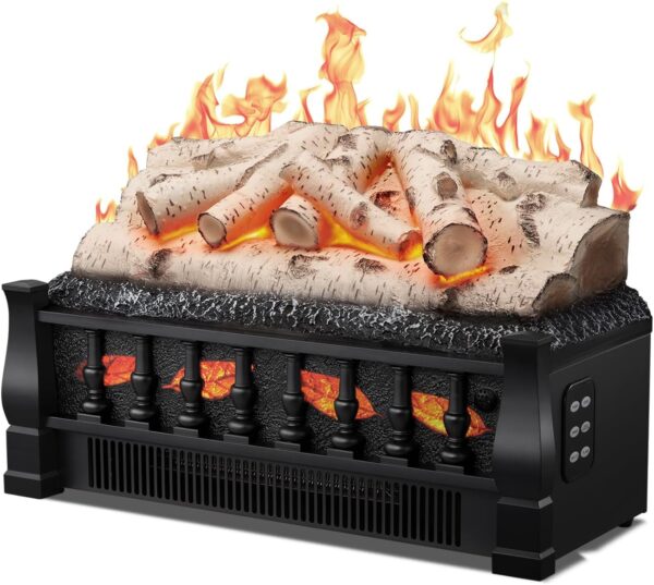 Electric Fireplace Log Set Heater, 21" Vintage Design Portable Freestanding Fireplace Log Heater,Realistic Flames,Overheated Protection,Realistic Ember Bed for Home and Office,750W/1500W