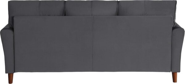 Lexicon 80" W Grey Velvet Couch, 3 Seater Living Room Sofa, Deep Seats, Flared Arms with Tufted Back Cushion, Solid and Easy to Assemble, Also Fits for Bedroom, Small Space and Apartment, Grey - Image 5