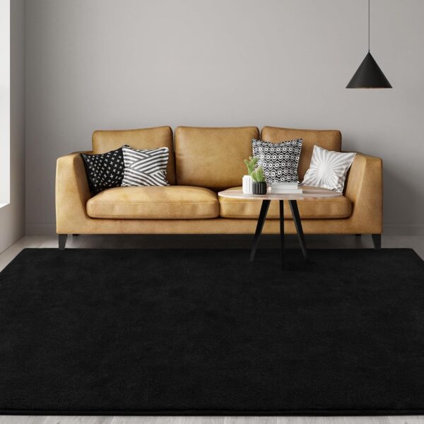 Large Ultra Soft Modern Area Rugs for Living Room Bedroom, 5x8 Feet Black Thickened Memory Foam Indoor Solid Minimalist Carpets, Non-Slip Comfy Rug for Boys Girls Nursery Room Home Decor - Image 3