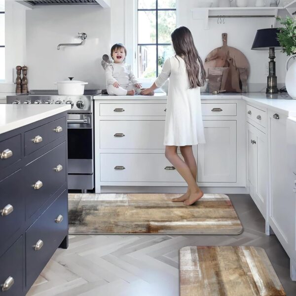 MAYHMYO Kitchen Mat for Floor Brown Black Beige Kitchen Rugs and Mats Non Skid Washable 17"X48"+17"X24" Set of 2 Abstract Art Kitchen Floor Rugs Mats for Dining Room Floor Home Sink Laundry - Image 7