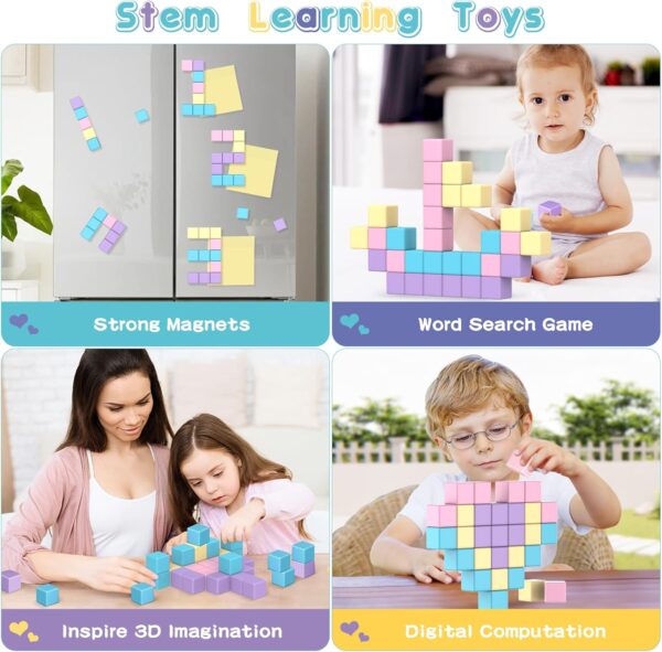 Magnetic Building Blocks Toys for Toddler Girls Boys Age 2-4 3-5 4-8 Macaron Magnetic Blocks Stem Sensory Toys,Preschool Learning Activities Birthday for 3 4 5 6 Year Old Boys Girls - Image 5