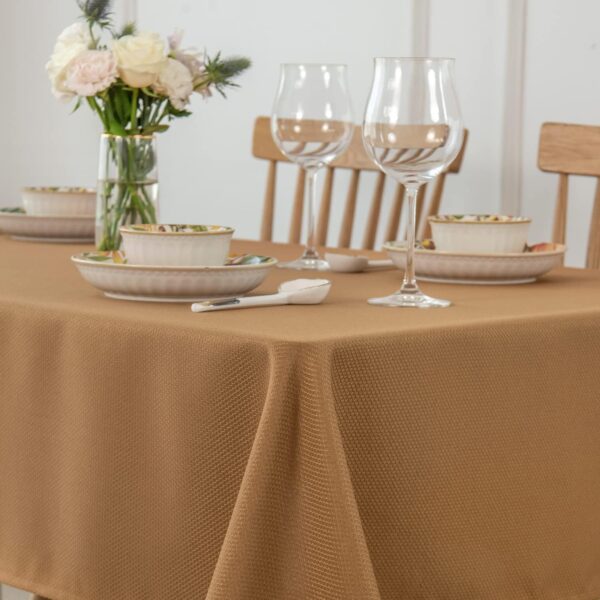 maxmill Textured Tablecloth Stain Resistant Waterproof and Wrinkle Resistant Washable Table Cloth for Dining Room Decoration Fall Harvest Thanksgiving Parties, Rectangle 60 x 120 Inch, Amber Bronze - Image 2