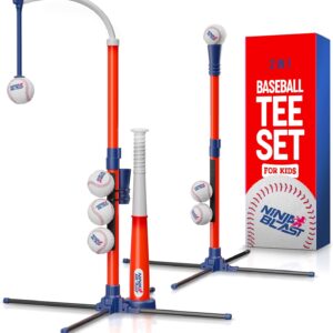 Baseball Batting Tee for Kids - T Ball Set for Toddlers 3-5, 4-6 - Tball Toys for Ages 2-4 - 2 3 4 5 6 Year old Boy Birthday Gift - Toddler Outdoor Toys for 3 Year Old Boys - Gifts for 2 Year old Boy