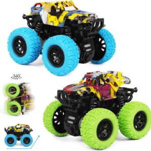 M SANMERSEN 2 Pack 360° Rotating Monster Truck Toys for 3-5 Year Old Boys and Girls - Toddler Car Toys Gifts
