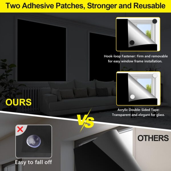 100% Blackout Curtains for Bedroom 118" x 57" Portable Blackout Shades Film No Drill Travel Blackout Blinds Sunblock Window Cover Black Out Curtains for Nursery Dorm Room Windows - Image 3