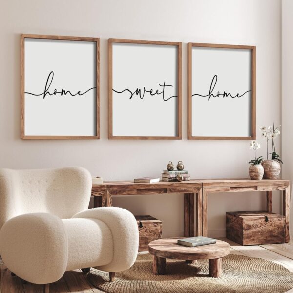 Heiple Set of 3 Framed Farmhouse Home Sweet Home Sign 11"x14" Above Bed Wall Decor for Bedroom Decor and Living Room Wall Art Wood Signs (Brown, 11''x14) - Image 2
