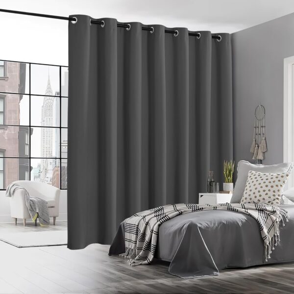 RYB HOME Blackout Curtains & Drapes - Total Privacy Thermal Efficiency Backdrop Curtains for Bedroom Room Divider Vertical Blind Living Room Patio Sliding Glass Door, Wide 100 x Long 84 inch, Grey - Image 6