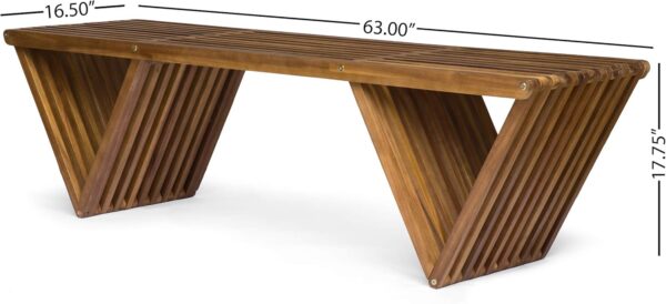 Christopher Knight Home Esme Outdoor Acacia Wood Bench, Teak Finish - Image 3
